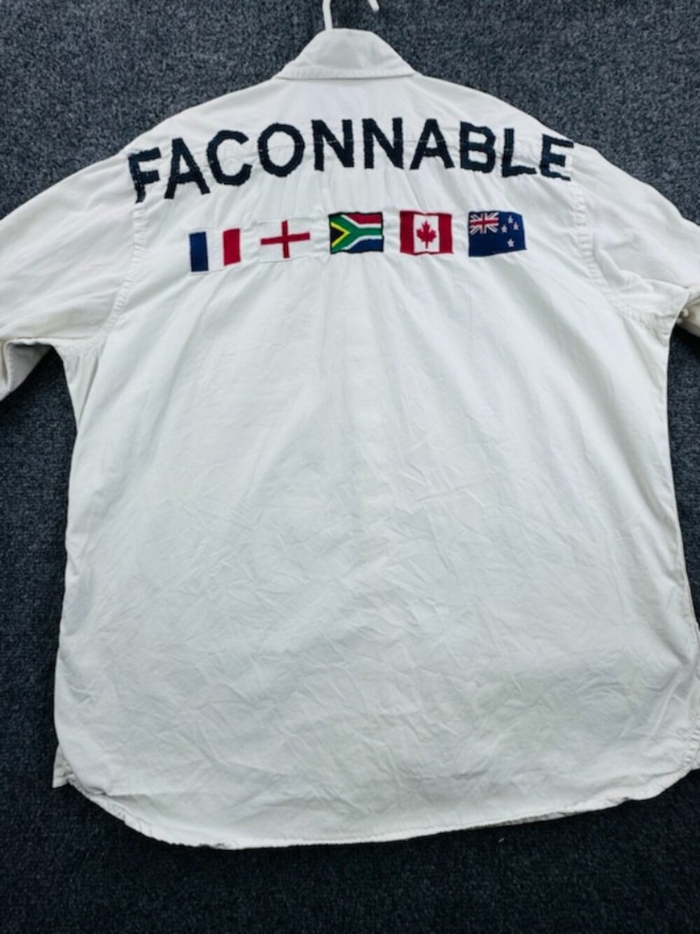 Faconnable Nautical Logo White Button-Down XL Graphic Long Sleeve Cotton Shirt